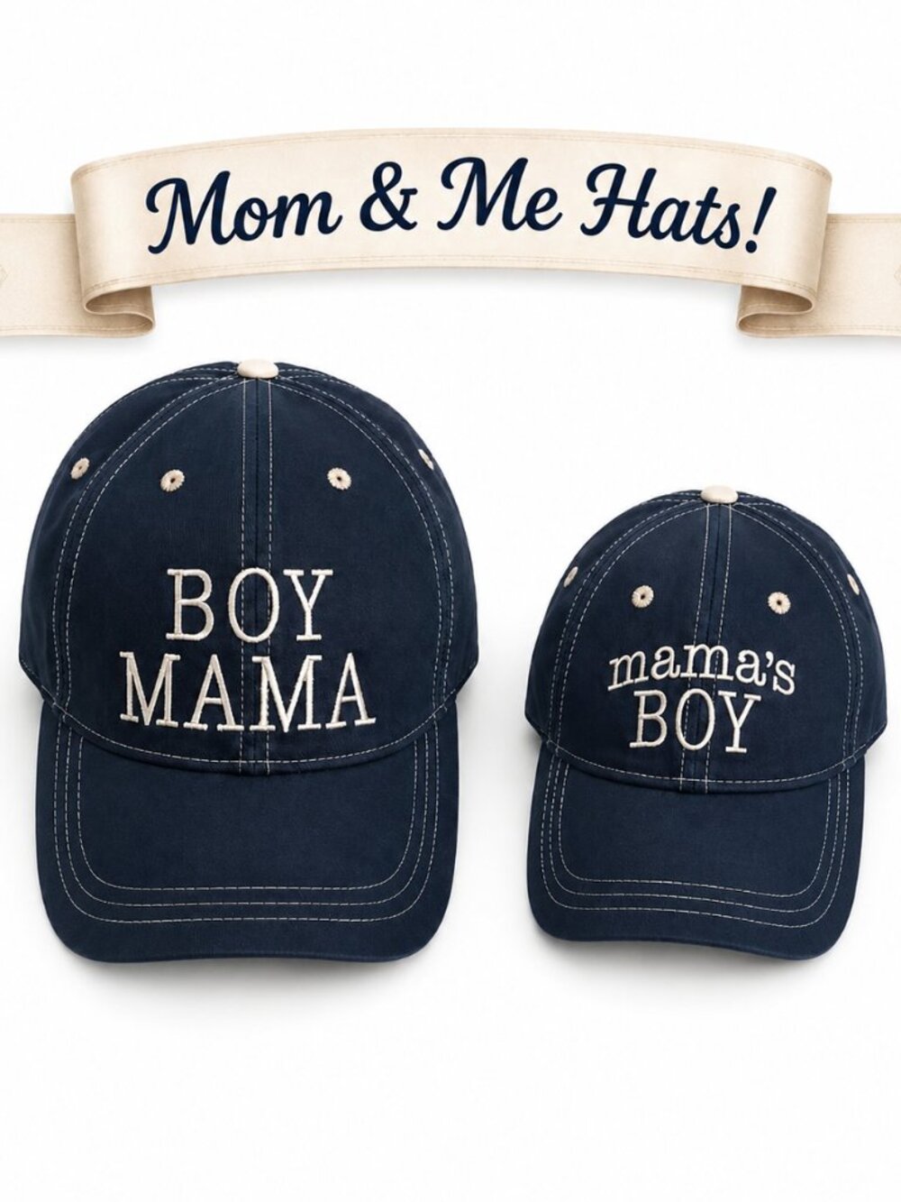 NWT Baby Essentials Mom & Me Baseball Hat Set Boy Mama & Mama's Boy Matching Cap